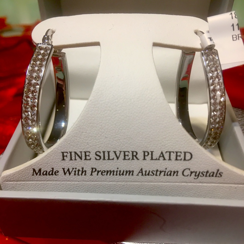 Sofia James Silver Plated with Austrian Crystals Hoop and Stud Earrings
